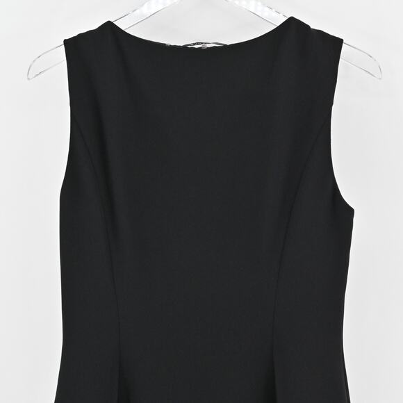 ELIE TAHARI Dress Size 8 Black Scoop Neck Pleated Front Detail Sleeveless Mini - Picture 6 of 13